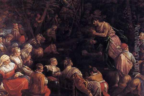 St John the Baptist Preaching Oil Painting - Jacopo Bassano (Jacopo da Ponte)