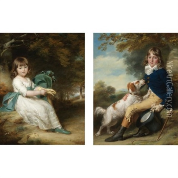Portrait Of Mary Sheppard (+ Portrait Of Thomas Sheppard; Pair) Oil Painting - John Russell