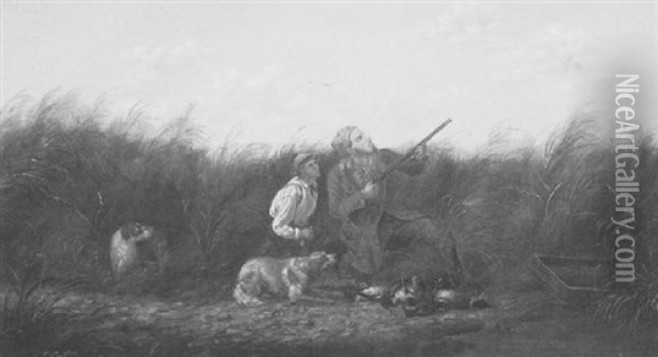 Wild Duck Shooting Oil Painting - John Henry Hill