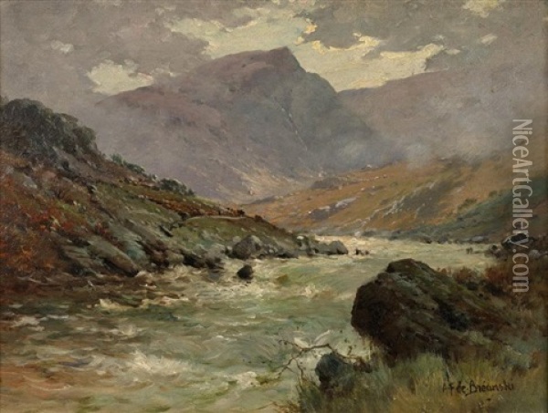 Paysage De Montagne Oil Painting - Alfred de Breanski Sr