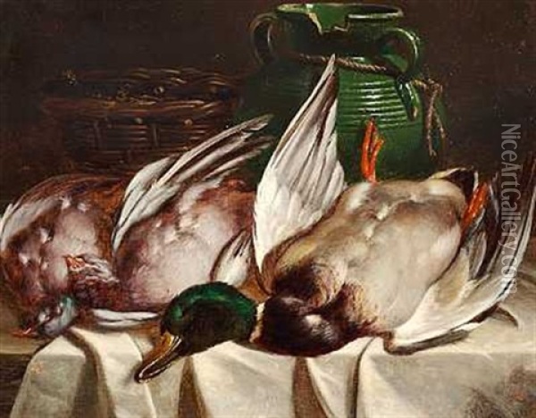 Nature Morte Med Vildt Oil Painting - William Hughes