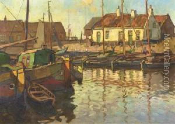 Inner Harbour At Elburg Oil Painting - Bernard, Ben Viegers