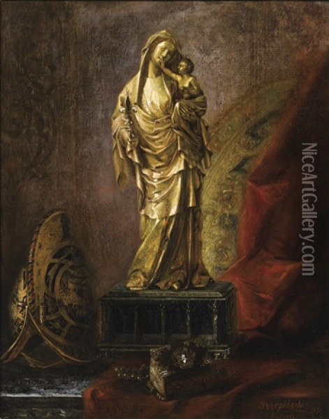 Vierge Du Louvre Du Xive Siecle Oil Painting - Lucien Przepiorski