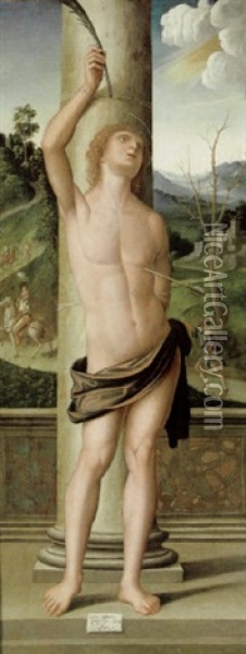 Der Heilige Sebastian In Einer Landschaft Oil Painting - Marco Palmezzano