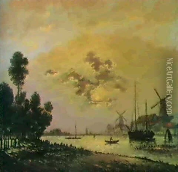 The Schie Near Rotterdam Oil Painting - Johan Barthold Jongkind