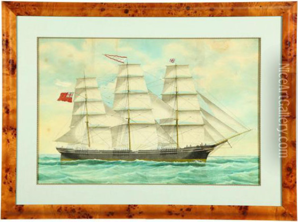 Portrait Of The Ship Oil Painting - Marie-Edouard Adam Of Le Havre