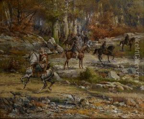 The Boer Commando Before The Dawn Attack In The Transvaal Oil Painting - Henri Langerock