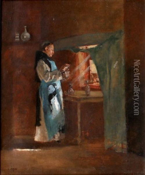 Le Moine Apothicaire Oil Painting - Lucien Alphonse Gros