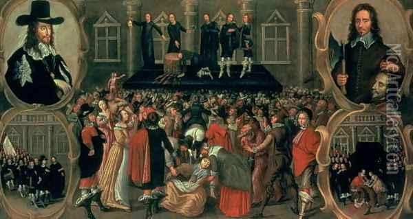 An Eyewitness Representation of the Execution of King Charles I (1600-49) of England, 1649 Oil Painting - John Weesop