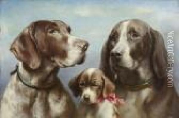 Hundefamilie Oil Painting - Carl Reichert
