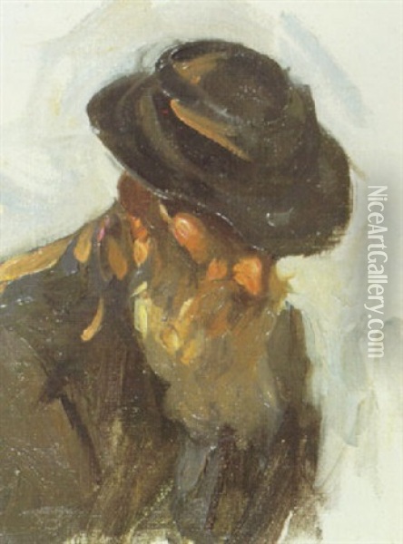Head Of Isaac Watson, Grasmere Oil Painting - Frank Bramley