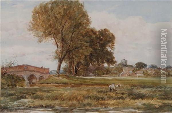 'in The Water Meadows Oil Painting - Edmund Morison Wimperis