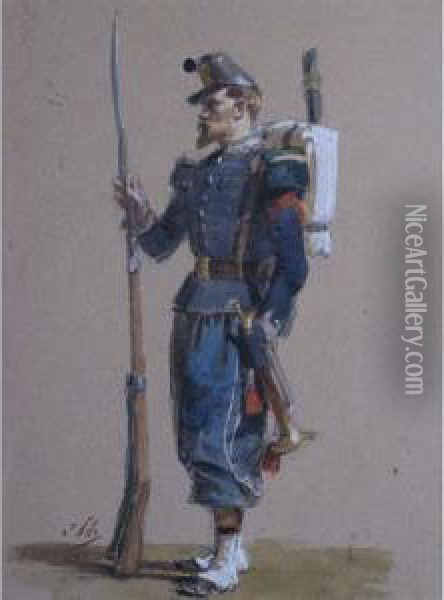 French Soldier Oil Painting - Isidore Alexandre Augustin Pils