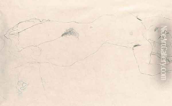 Liegender Akt nach rechts Oil Painting - Gustav Klimt