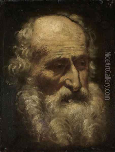 Head of a bearded man Oil Painting - Emilian School