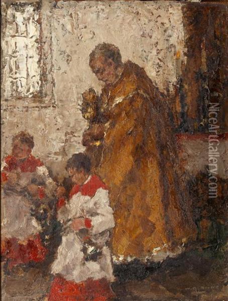 Church Mass Oil Painting - Wilhelm Blanke