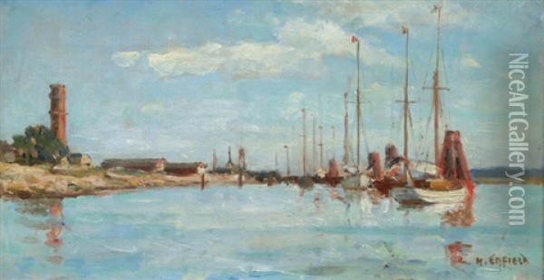 View On Travemunde Oil Painting - Henry Enfield