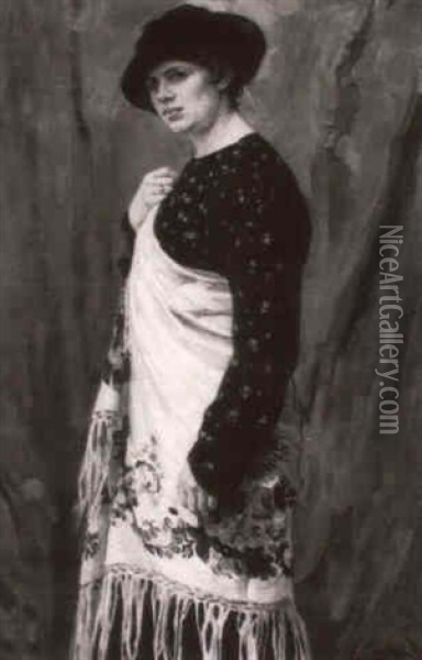 Dame In Folklorischem Gewand Oil Painting - Michail Ksenofontovich Sokolov