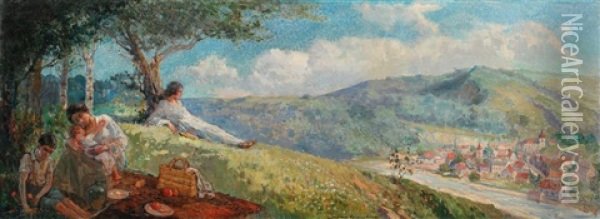 Primavara Pe Dealuri Oil Painting - Nicolae Vermont