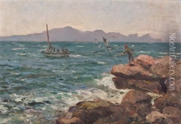 The Angler Oil Painting - George Crosland Robinson