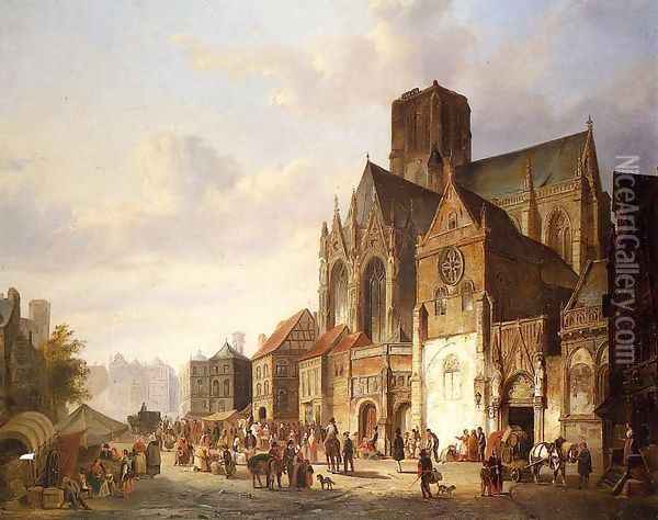 View of Montelspran Oil Painting - Cornelis Springer