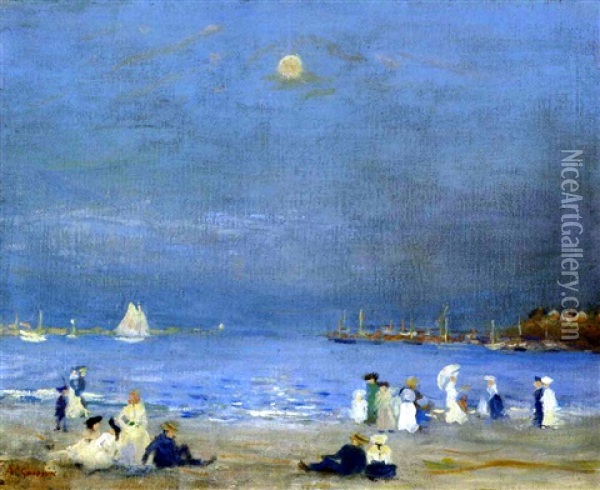 Beach Scene Oil Painting - Arthur Clifton Goodwin