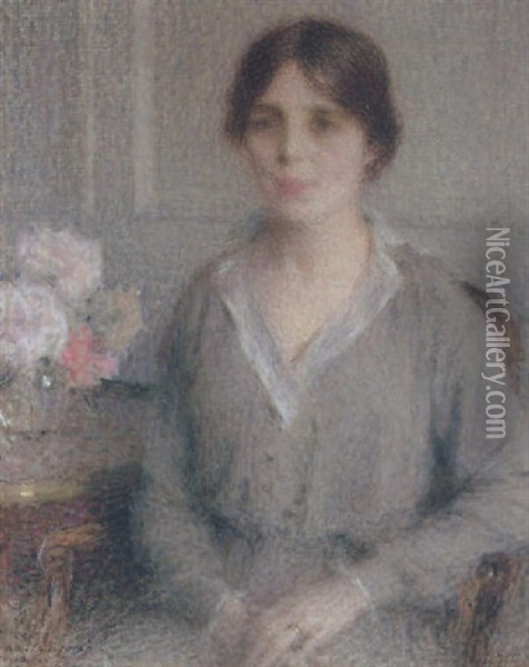 Portrait De Madame Le Sidaner Oil Painting - Ernest Joseph Laurent