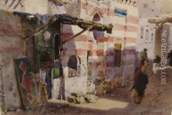 Middle Eastern Street Scene Oil Painting - Aleksandr Nikolaev. Volkov Muromzoff
