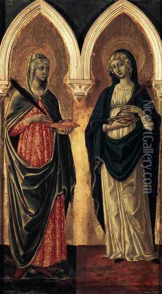 Sts Agatha and Lucy 1480s Oil Painting - Guidoccio Cozzarelli