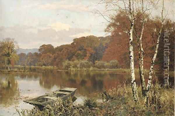 Now autumn's fire burns Oil Painting - Edward Wilkins Waite