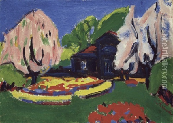 Torhaus An Der Hauptallee Des Grossen Gartens In Dresden Oil Painting - Ernst Ludwig Kirchner