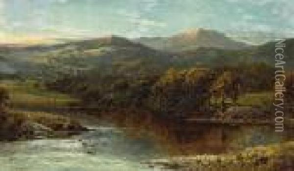 A Tranquil River Landscape Oil Painting - Daniel Sherrin