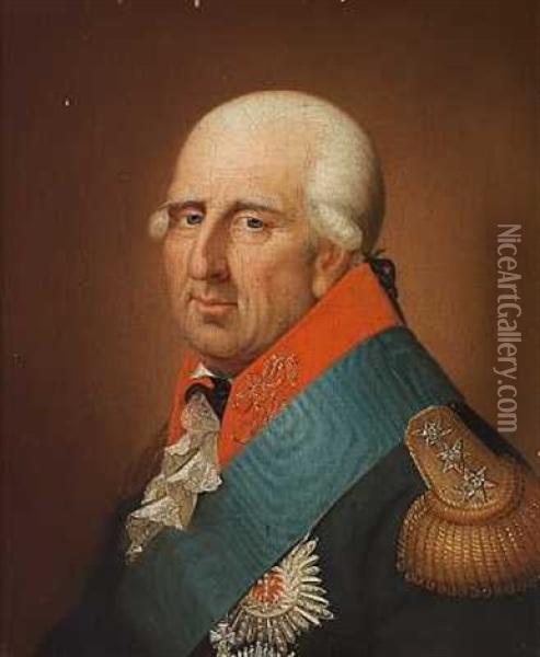 Portraet Af Admiral Balthar Von Wintherfeldt I Uniform Og Med Elefantordenens Stjerne Pa Brystet Oil Painting - Johann Jakob Stunder