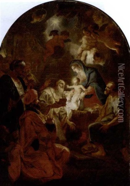 The Adoration Of The Magi Oil Painting - Domenico Piola
