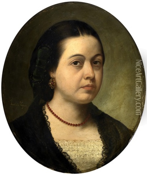 Retrato De Senora Oil Painting - Jose Gutierrez de la Vega