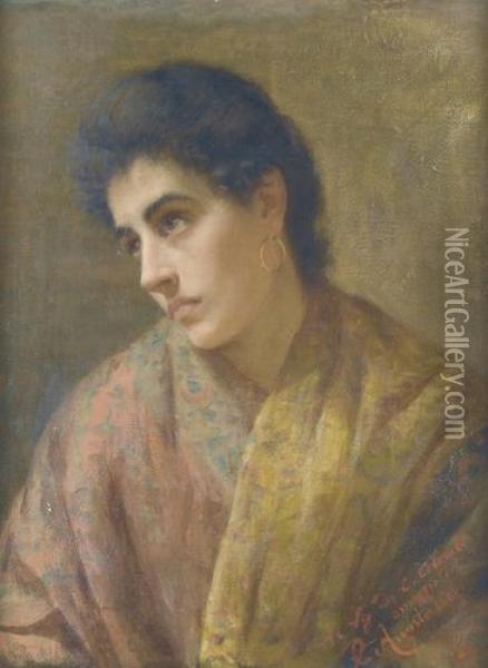 Junge Dame Mit Schal. Oil Painting - Pietro Anastasio