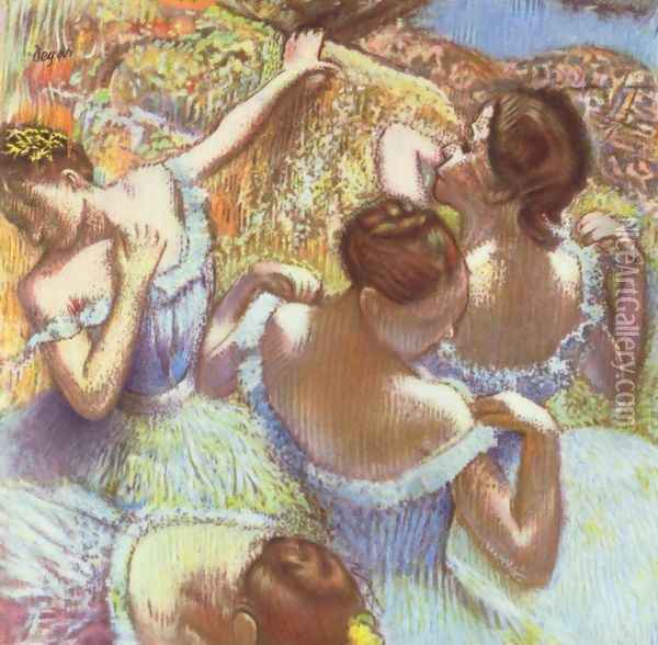 The Blue Dancers Oil Painting - Edgar Degas