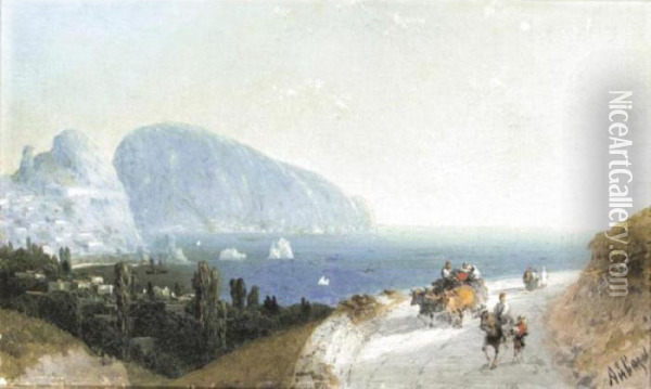 Travellers In Gurzuf Oil Painting - Ivan Konstantinovich Aivazovsky
