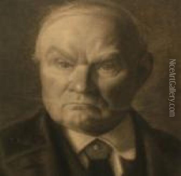 Portrait Of Gentleman, Head And 
Shoulders,wearing A Dark Coat And Tie And A Portrait Of An Elderly 
Gentleman,head And Shoulders Wearing A Bow Tie Oil Painting - Sir Hubert von Herkomer