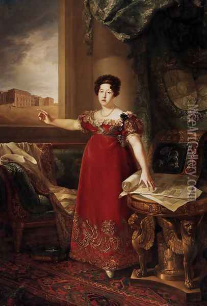 Queen Maria Isabel de Braganza 1829 Oil Painting - Bernardo Lopez y piquer
