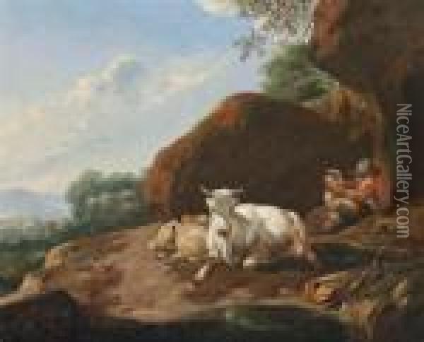 Idilio Pastorale Nella Campagna Romana Oil Painting - Johan Heinrich Roos