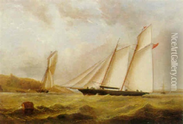 Racing Cutters, With Royal Yacht Fairy? Oil Painting - James Haughton Forrest