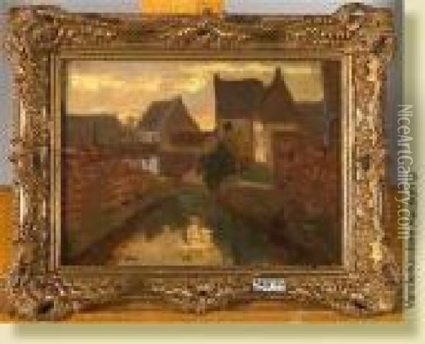 Canal Entre Les Maisons Oil Painting - Victor Gilsoul