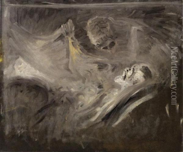 Smrt Starca - Smrt Umelcovho Otca Oil Painting - Ladislav Mednyanszky