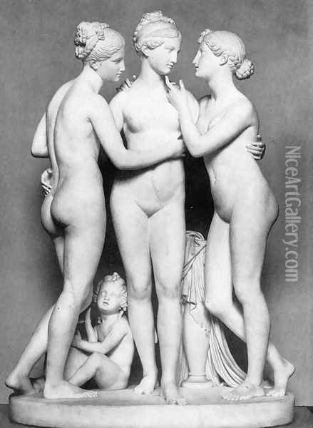 The Three Graces with Cupid Oil Painting - Bertel Thorvaldsen