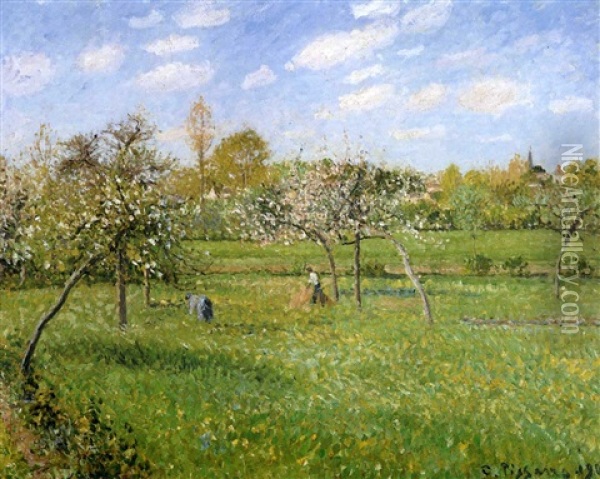 Matin, Printemps, Temps Gris, Eragny Oil Painting - Camille Pissarro