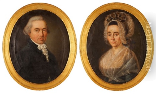 Gegenstucke: Portraits Johannes Und Maria Magdalena Deci-rubin Von Thun Oil Painting - Karl Germann