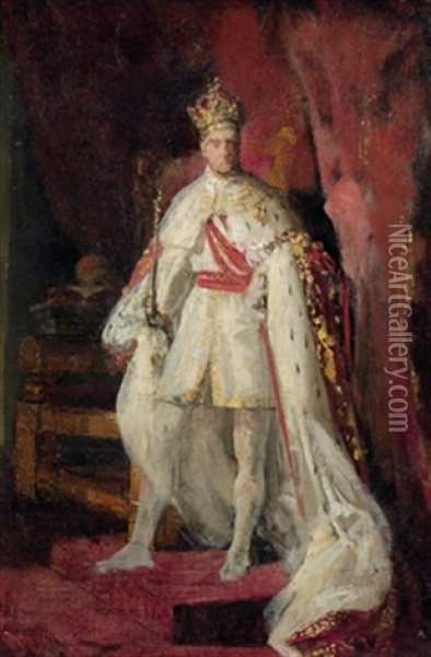 Kaiser Franz I. (ii.) Im Osterreichischen Ornat (study) Oil Painting - Friedrich von Amerling