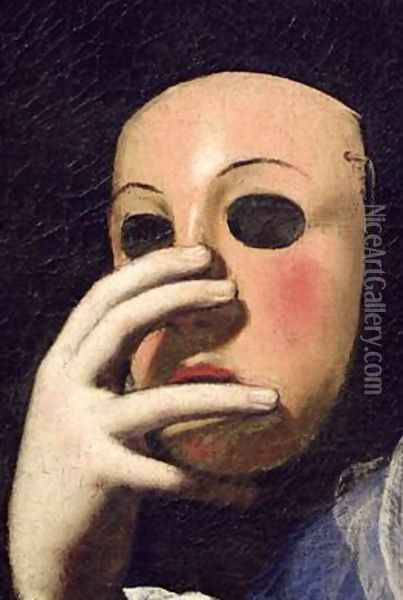 Woman with a Mask Oil Painting - Lorenzo Lippi