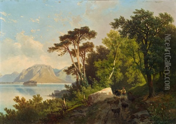 Lago Maggiore, Blick Auf Die Bucht Von Pallanza Oil Painting - Carl Hasch